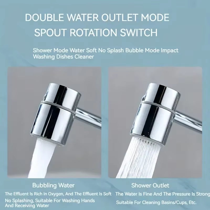 1Pc 1080° Swivel Stainless Steel Kitchen Faucet Extender Universal Splashproof Dual Mode Bathroom Sink Accessories with Adapter