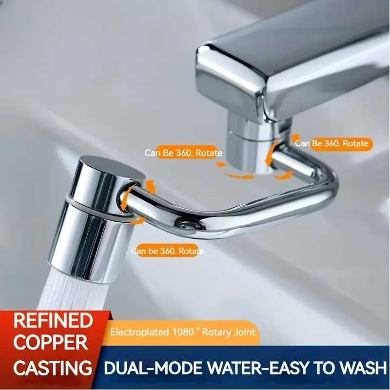 1Pc 1080° Swivel Stainless Steel Kitchen Faucet Extender Universal Splashproof Dual Mode Bathroom Sink Accessories with Adapter